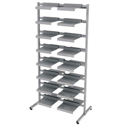 Стенд обувной двухсторонний с полками под полупарок